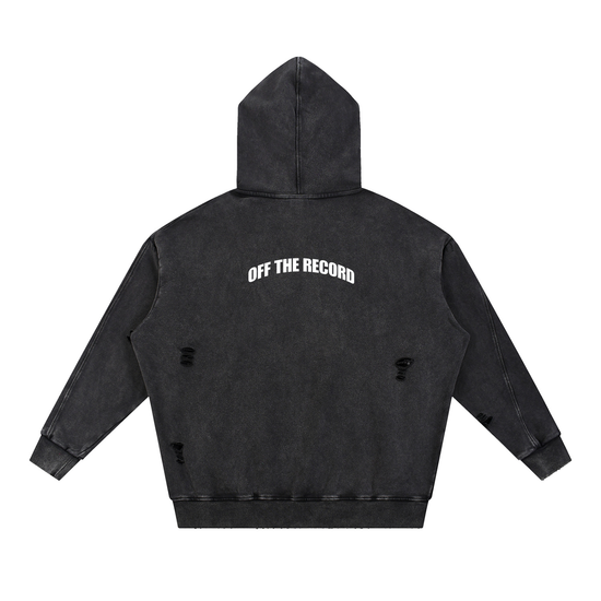Snow Washed Distressed Panel Pocket Hoodie, photo 2