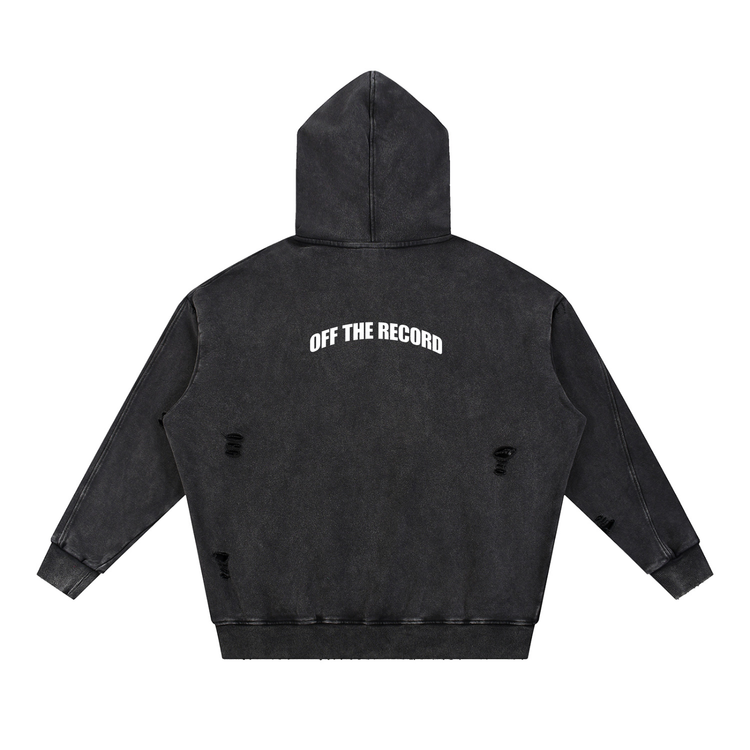 Snow Washed Distressed Panel Pocket Hoodie, photo 2