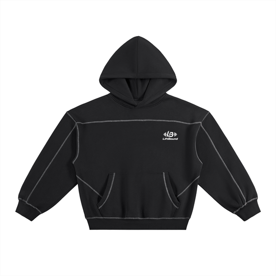 Contrast-Stitched Boxy Fleece Hoodie, photo 2