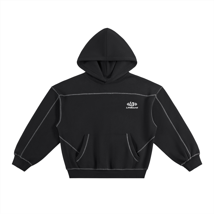 Contrast-Stitched Boxy Fleece Hoodie, photo 2