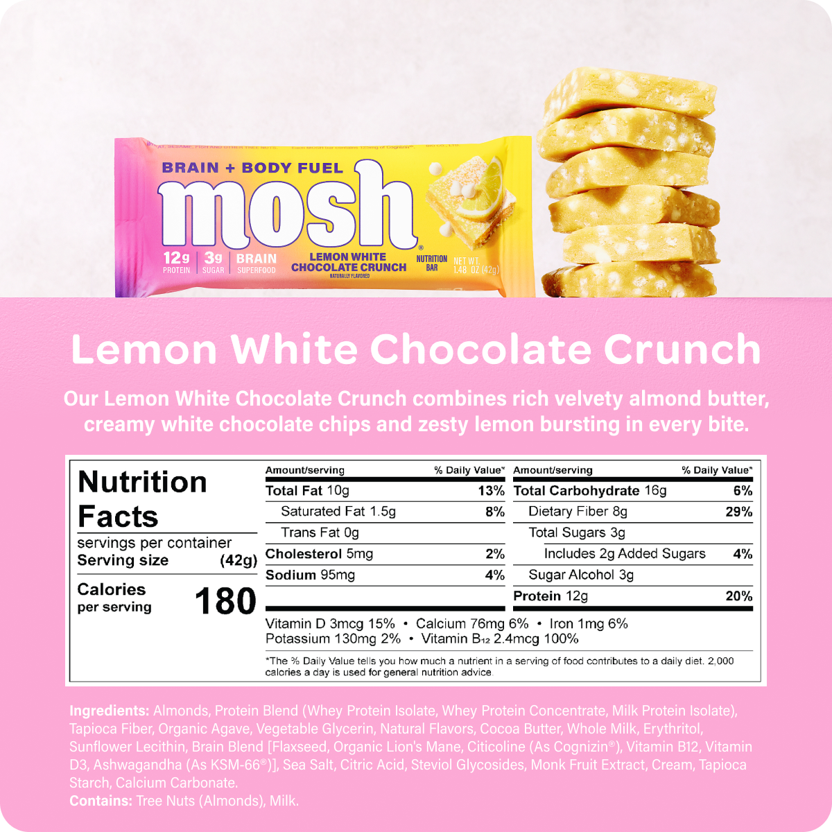 MOSH Lemon White Chocolate Crunch protein bar, photo 4