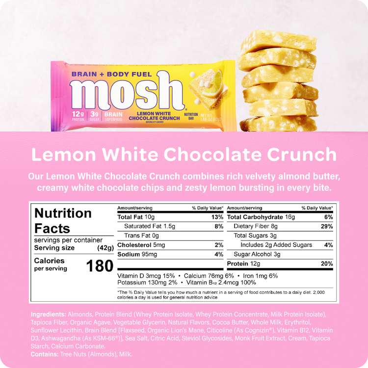 MOSH Lemon White Chocolate Crunch protein bar, photo 4