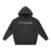 Snow Washed Distressed Panel Pocket Hoodie