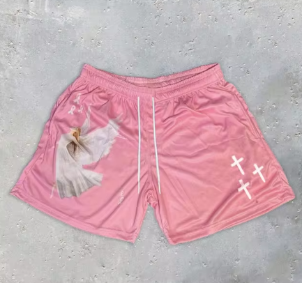 Angel Cross Print Gym Shorts, photo 5